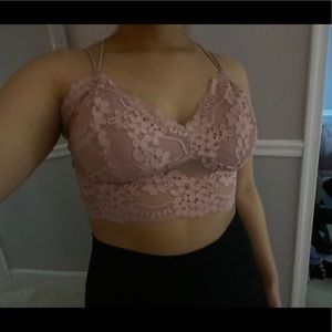 Pink lace tank top